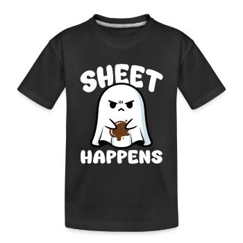 SHEET HAPPENS - GHOST HALLOWEEN - Kids' Premium Organic T-Shirt - black - Front