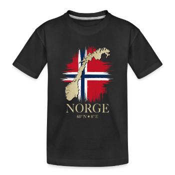Coordonnées de la carte du drapeau de la Norvège 60°N 8°E - T-shirt bio Premium Enfant - noir - Devant
