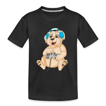 Playful Gaming Dog golden retriever - Kids' Premium Organic T-Shirt - black - Front