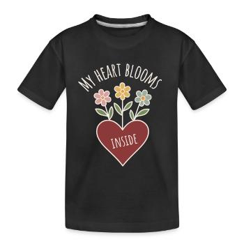 Fleurs en forme de cœur avec un dicton positif - T-shirt bio Premium Enfant - noir - Devant
