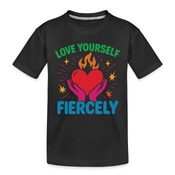 Love Yourself Fiercely Mindfulness Affirmation - Kids' Premium Organic T-Shirt - black - Front
