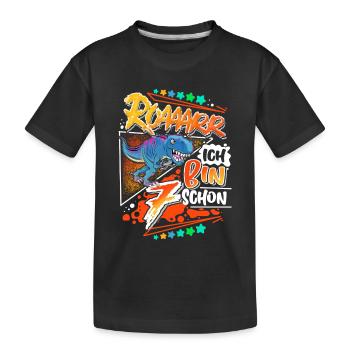 7ème anniversaire dinosaure T Rex - T-shirt bio Premium Enfant - noir - Devant