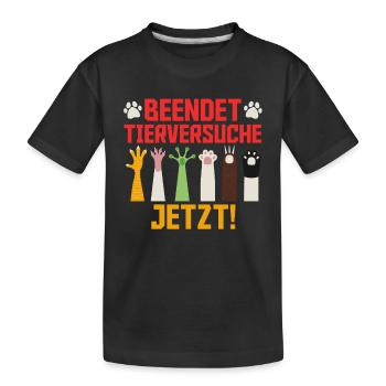 Bien-être animal FIN À L’EXPÉRIMENTATION ANIMALE MAINTENANT DRÔLE - T-shirt bio Premium Enfant - noir - Devant
