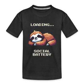 Social Battery Charges | Introverted Humor - Kids' Premium Organic T-Shirt - black - Front