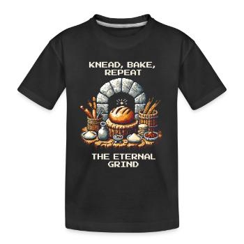 Knead, Bake, Repeat | Bread Baking Humor - Kids' Premium Organic T-Shirt - black - Front