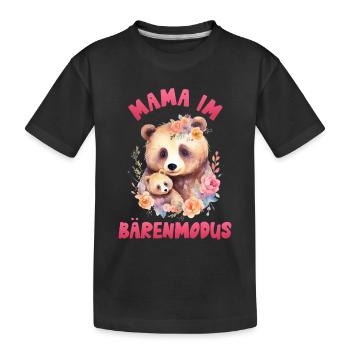 Future maman MAMAN EN MODE OURS Drôle - T-shirt bio Premium Enfant - noir - Devant