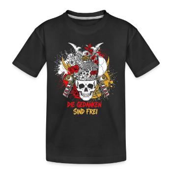 Crâne de samouraï et fleur - Les pensées sont libres - T-shirt bio Premium Enfant - noir - Devant