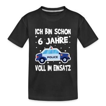 6 Geburtstag Polizei Geschenk Junge 6 Jahre - Kinder Premium Bio T-Shirt - Schwarz - Vorne