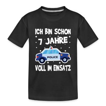 7 Geburtstag Polizei Geschenk Junge 7 Jahre - Kinder Premium Bio T-Shirt - Schwarz - Vorne