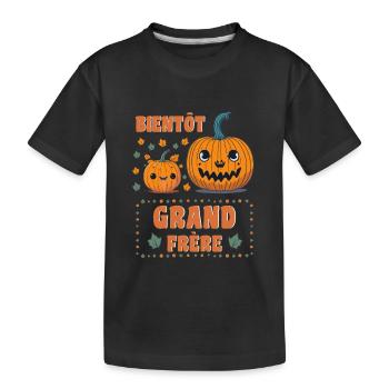 Soon Big Brother Halloween Newborn Gift - Kids' Premium Organic T-Shirt - black - Front