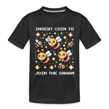 Insert a coin – join the swarm | Bees - Kids' Premium Organic T-Shirt - black - Front