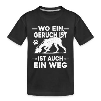 Mantrailing - Wo ein Geruch da ein Weg - Kinder Premium Bio T-Shirt - Schwarz - Vorne