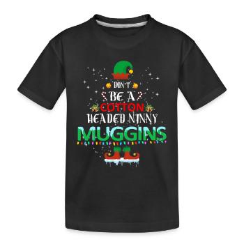 Baumwollkopf Muggins Weihnachten - Kinder Premium Bio T-Shirt - Schwarz - Vorne