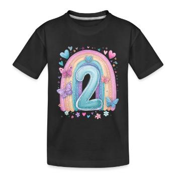 Pastel Rainbow 2 Years Second Birthday - Kids' Premium Organic T-Shirt - black - Front