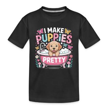  Hundefriseur I Make Puppies Pretty Welpenpflege - Kinder Premium Bio T-Shirt - Schwarz - Vorne