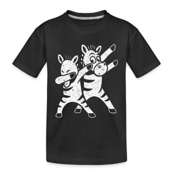 Lustige Tanzende Zebras Dabbing - Kinder Premium Bio T-Shirt - Schwarz - Vorne