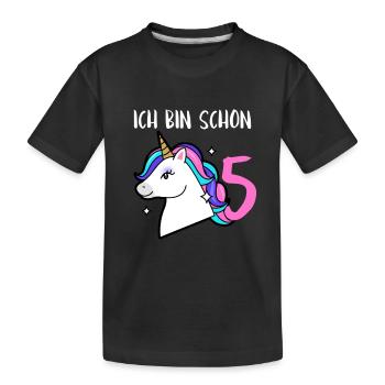 5e anniversaire J'ai déjà 5 ans Licorne - T-shirt bio Premium Enfant - noir - Devant