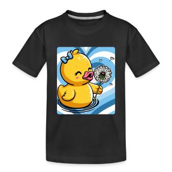 Breloque canard mignon avec pissenlit - T-shirt bio Premium Enfant - noir - Devant