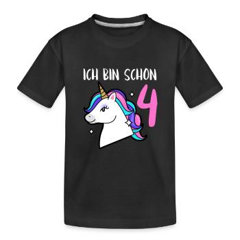 Ich bin schon 5 – Einhorn 5. Geburtstag - Kinder Premium Bio T-Shirt - Schwarz - Vorne