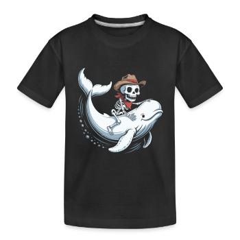 Skull Cowboy auf Beluga-Wal - Kinder Premium Bio T-Shirt - Schwarz - Vorne