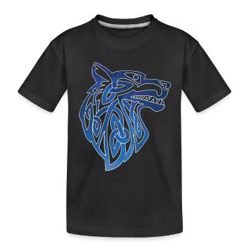 Wikingerwolf und Sternenhimmel - Kinder Premium Bio T-Shirt - Schwarz - Vorne
