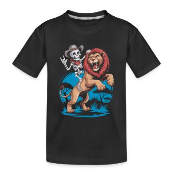 Lions and Skeleton Adventure Design - Kids' Premium Organic T-Shirt - black - Front