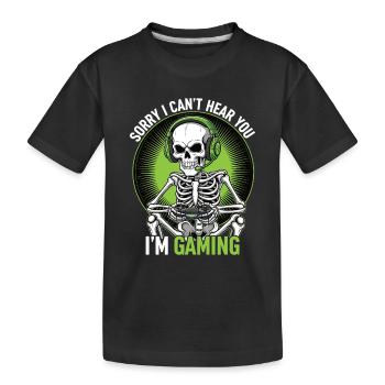 Imprimé squelette gaming humoristique - T-shirt bio Premium Enfant - noir - Devant