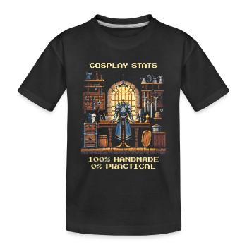 Statistiques de cosplay : 100 % fait main, 0 % pratique - T-shirt bio Premium Enfant - noir - Devant