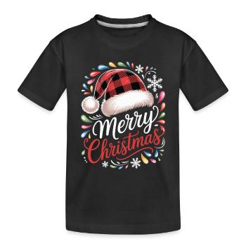 Chemise de joyeux Noël avec chapeau à carreaux - T-shirt bio Premium Enfant - noir - Devant
