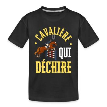 Cavalière qui Déchire - Saut D'obstacles - T-shirt bio Premium Enfant - noir - Devant