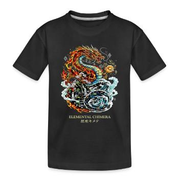 Chimère élémentaire | Dragon de feu et d’eau - T-shirt bio Premium Enfant - noir - Devant