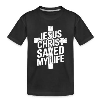 Jésus-Christ m’a sauvé la vie - T-shirt bio Premium Enfant - noir - Devant