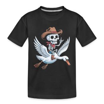 Squelette cow-boy sur cygne - T-shirt bio Premium Enfant - noir - Devant