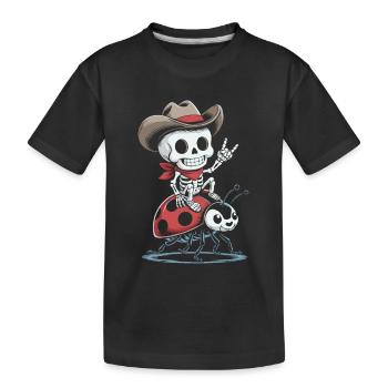 Squelette cow-boy sur coccinelle - T-shirt bio Premium Enfant - noir - Devant