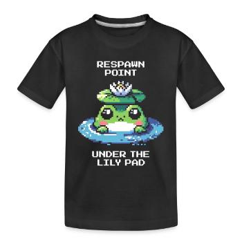 Respawn Point: Under the Water Lily | Frog, Pond - Kids' Premium Organic T-Shirt - black - Front