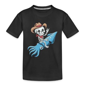 Cow-boy squelette sur pieuvre - T-shirt bio Premium Enfant - noir - Devant