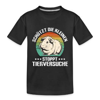 Animaux PROTÈGE LES PLUS PETITS ARRÊTE L’EXPÉRIMENTATION ANIMALE - T-shirt bio Premium Enfant - noir - Devant