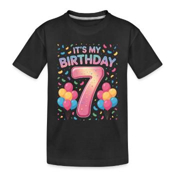 It's My Birthday Kids Birthday 7 Years Girl - Kids' Premium Organic T-Shirt - black - Front