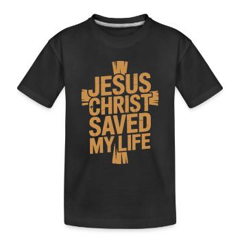 Jésus-Christ m’a sauvé la vie - T-shirt bio Premium Enfant - noir - Devant