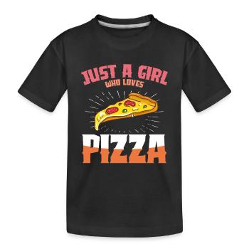 Pizza Liebe Mädchen Design - Kinder Premium Bio T-Shirt - Schwarz - Vorne
