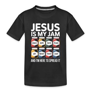 Jésus est mon truc avec la grâce, l’espérance, la foi, - T-shirt bio Premium Enfant - noir - Devant