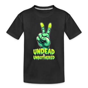 Undead and Unbothered Peace-Zeichen Zombie - Kinder Premium Bio T-Shirt - Schwarz - Vorne