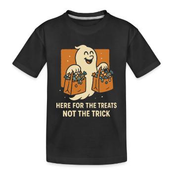 Ici, pour les friandises, pas le tour Ghost Halloween - T-shirt bio Premium Enfant - noir - Devant