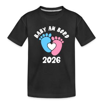 Expectant Mom BABY ON BOARD 2026 Funny - Kids' Premium Organic T-Shirt - black - Front