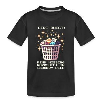 Quête secondaire : Feuille dans la montagne de blanchisserie | École à la maison - T-shirt bio Premium Enfant - noir - Devant