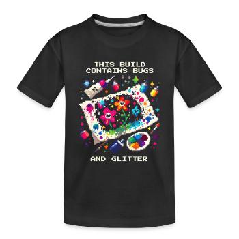 Enthält Bugs & Glitzer | Homeschool Basteln - Kinder Premium Bio T-Shirt - Schwarz - Vorne