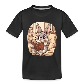 Soirée de lecture de lapin câlin - T-shirt bio Premium Enfant - noir - Devant