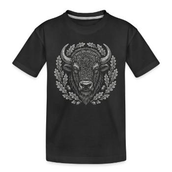 Bison d’Europe avec couronne de chêne Art - T-shirt bio Premium Enfant - noir - Devant