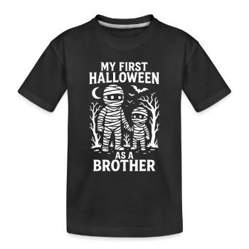 My First Halloween As A Brother Mummy Costume - Kids' Premium Organic T-Shirt - black - Front