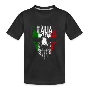 Skull with Italian Flag, Italian patriot - Kids' Premium Organic T-Shirt - black - Front